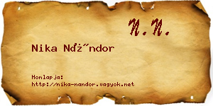 Nika Nándor névjegykártya