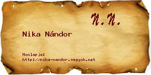 Nika Nándor névjegykártya